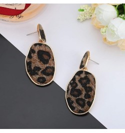 Leopard Print Earrings Lightweight Geometric Faux Leather Drop Dangle Earring Statement Animal Print Stud Earring For Women b...