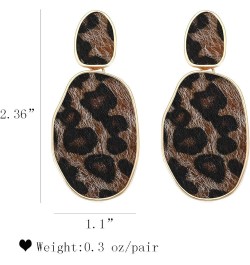 Leopard Print Earrings Lightweight Geometric Faux Leather Drop Dangle Earring Statement Animal Print Stud Earring For Women b...