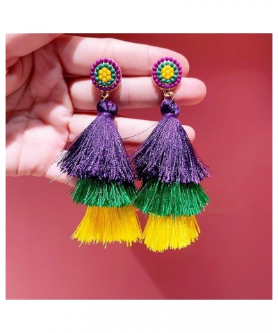 Bohemian Layered Handwoven Long Fringe Tassel Dangle Earrings for Women Girls Boho Colorful Tiered Thread Beads Big Large Sta...