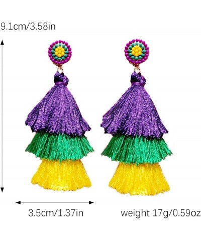 Bohemian Layered Handwoven Long Fringe Tassel Dangle Earrings for Women Girls Boho Colorful Tiered Thread Beads Big Large Sta...