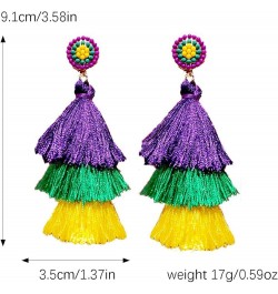 Bohemian Layered Handwoven Long Fringe Tassel Dangle Earrings for Women Girls Boho Colorful Tiered Thread Beads Big Large Sta...