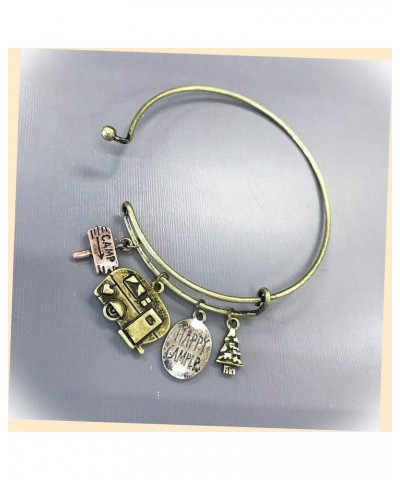 Gold Finished Multi Color Happy Camper RV Charms Hook And Eye Bangle Fashion Jewelry Bracelet For Women $17.75 Bracelets