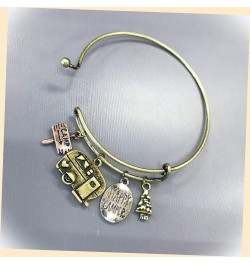 Gold Finished Multi Color Happy Camper RV Charms Hook And Eye Bangle Fashion Jewelry Bracelet For Women $17.75 Bracelets