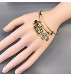 Gold Finished Multi Color Happy Camper RV Charms Hook And Eye Bangle Fashion Jewelry Bracelet For Women $17.75 Bracelets