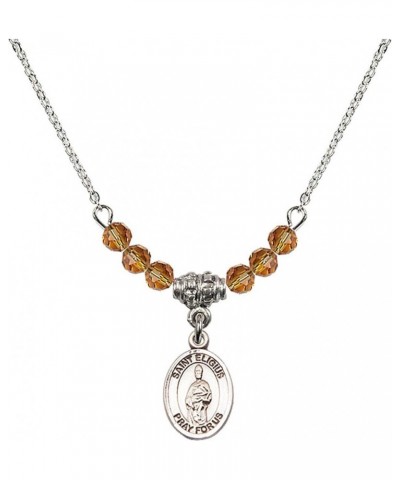 November Birth Month Bead Necklace with Catholic Patron Saint Petite Charm, 18 Inch Saint Eligius $32.44 Necklaces