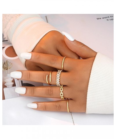 10 PCS Dainty 14K Gold Rings for Women Teen Girls, Open Twist Simulated Diamond Criss Cross Designs, Perfect for Stacking Lay...