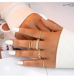 10 PCS Dainty 14K Gold Rings for Women Teen Girls, Open Twist Simulated Diamond Criss Cross Designs, Perfect for Stacking Lay...