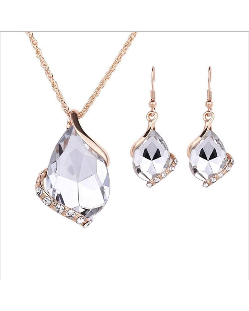 Women Rhinestone Necklace Hook Earrings Party Prom Jewelry Gift Set Red White $4.95 Others