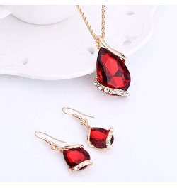 Women Rhinestone Necklace Hook Earrings Party Prom Jewelry Gift Set Red White $4.95 Others