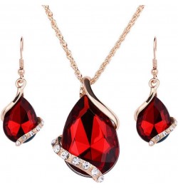 Women Rhinestone Necklace Hook Earrings Party Prom Jewelry Gift Set Red White $4.95 Others