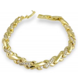 14k Gold Plated, Zirconia Stone Bracelet 7" 1/2 X 4 Mm Women, Stainless Steel - By Brillo Miami $8.80 Bracelets