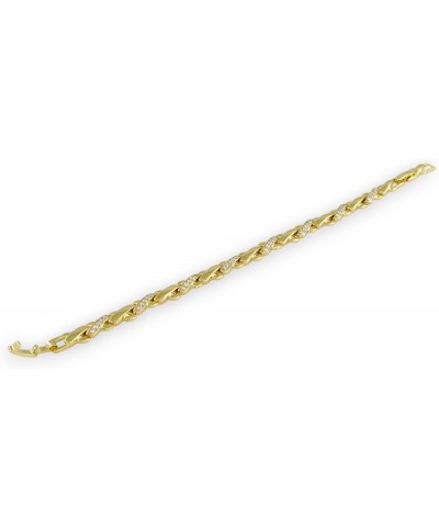 14k Gold Plated, Zirconia Stone Bracelet 7" 1/2 X 4 Mm Women, Stainless Steel - By Brillo Miami $8.80 Bracelets