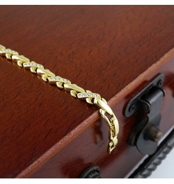 14k Gold Plated, Zirconia Stone Bracelet 7" 1/2 X 4 Mm Women, Stainless Steel - By Brillo Miami $8.80 Bracelets