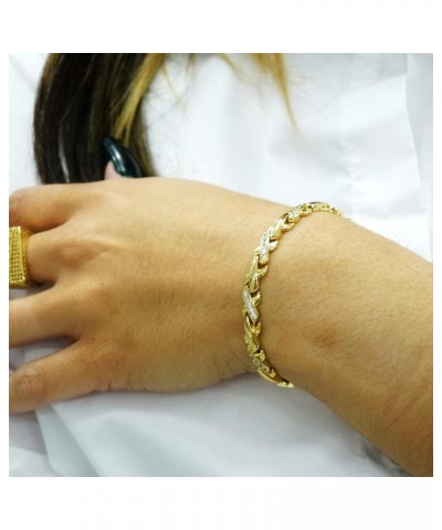 14k Gold Plated, Zirconia Stone Bracelet 7" 1/2 X 4 Mm Women, Stainless Steel - By Brillo Miami $8.80 Bracelets