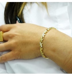 14k Gold Plated, Zirconia Stone Bracelet 7" 1/2 X 4 Mm Women, Stainless Steel - By Brillo Miami $8.80 Bracelets