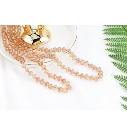 Long Crystal Wrap Necklace Women Beaded Knotted Jewelry Champagne Bling Beads Strands Endless Necklace 48 Inch Necklace $9.68...