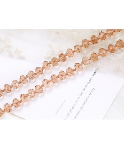 Long Crystal Wrap Necklace Women Beaded Knotted Jewelry Champagne Bling Beads Strands Endless Necklace 48 Inch Necklace $9.68...