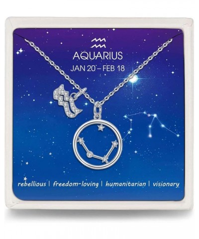 Zodiac Necklace Sterling Silver 12 Constellation Horoscope Pendant Astrology Star CZ Dainty Necklaces Birthday Gifts for Wome...