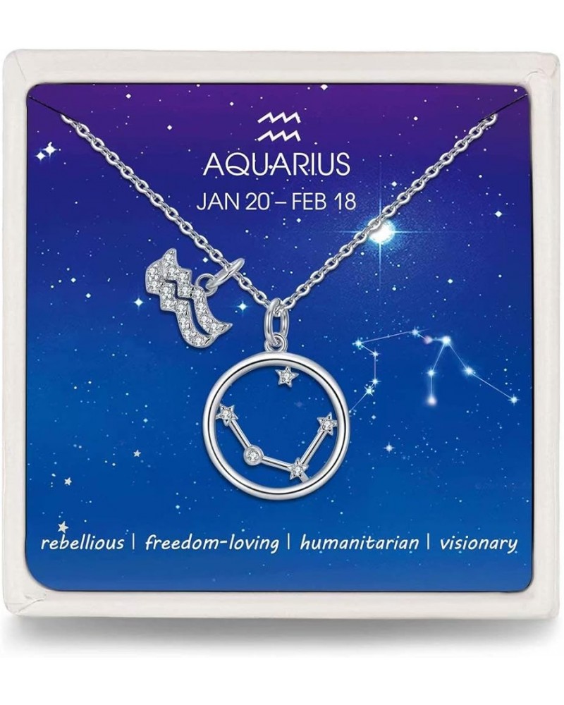 Zodiac Necklace Sterling Silver 12 Constellation Horoscope Pendant Astrology Star CZ Dainty Necklaces Birthday Gifts for Wome...