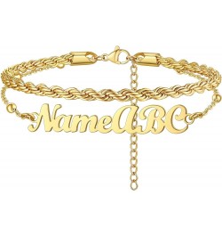 Personalized Anklets for Women,18K Gold Plated Name Anklet with Initials Customized Ankle Bracelets for Women Teengirls 8.5"-...