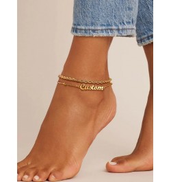 Personalized Anklets for Women,18K Gold Plated Name Anklet with Initials Customized Ankle Bracelets for Women Teengirls 8.5"-...