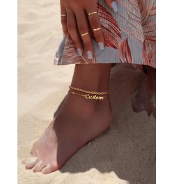 Personalized Anklets for Women,18K Gold Plated Name Anklet with Initials Customized Ankle Bracelets for Women Teengirls 8.5"-...