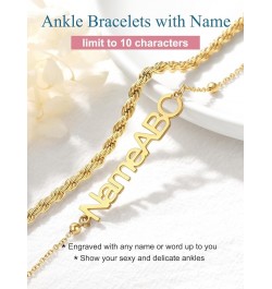 Personalized Anklets for Women,18K Gold Plated Name Anklet with Initials Customized Ankle Bracelets for Women Teengirls 8.5"-...