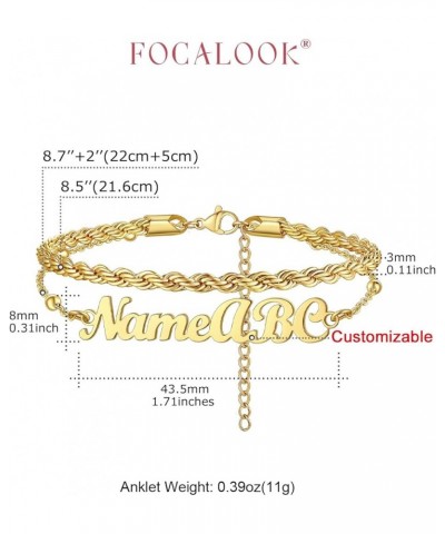 Personalized Anklets for Women,18K Gold Plated Name Anklet with Initials Customized Ankle Bracelets for Women Teengirls 8.5"-...