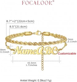 Personalized Anklets for Women,18K Gold Plated Name Anklet with Initials Customized Ankle Bracelets for Women Teengirls 8.5"-...