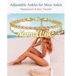 Personalized Anklets for Women,18K Gold Plated Name Anklet with Initials Customized Ankle Bracelets for Women Teengirls 8.5"-...