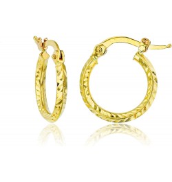 14K Gold Solid Polished Diamond Cut Hoop Earrings for Women | 2mm Thick | Italian Gold Hoops | Diamond Cut Hoop Earrings | Se...