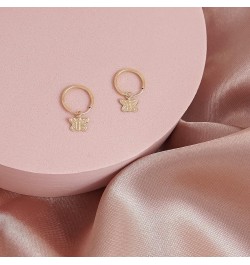 Real Solid 14K Gold Charm Dangling Endless Hoop Earrings- Great for 1st Or Second Hole Cute Butterfly $21.00 Earrings