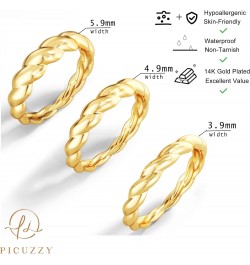 Stackable Rings for Women Girls, 14K Gold Plated Croissant Rings Set Non Tranish Braided Rings Dainty Fashion Jewelry Trendy ...