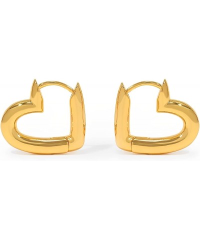 Heart Hoops 18K Gold Plated Chunky Thick Huggie Hoop Earrings for Women Yellow Gold $17.10 Earrings