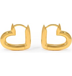 Heart Hoops 18K Gold Plated Chunky Thick Huggie Hoop Earrings for Women Yellow Gold $17.10 Earrings