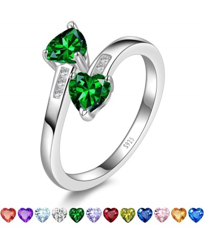 Adjustable Women Heart Ring Birthstone Rings for Women Simulated Gemstone 925 Sterling Silver Promise Ring for her Women Stat...