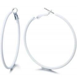 Classic Large Circle Statement Hoop Huggie Hinged Stud Earrings A-Metal Color: White $9.71 Earrings