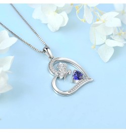 Silver Heart Butterfly Necklace with 12 Color Birthstone for Women Girls December - Tanzanite $25.80 Necklaces