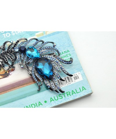 Antique Peacock Feather Turquoise Rhinestone Crystal Brooch Pin Blue $14.99 Brooches & Pins