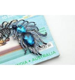 Antique Peacock Feather Turquoise Rhinestone Crystal Brooch Pin Blue $14.99 Brooches & Pins