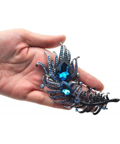 Antique Peacock Feather Turquoise Rhinestone Crystal Brooch Pin Blue $14.99 Brooches & Pins