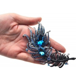 Antique Peacock Feather Turquoise Rhinestone Crystal Brooch Pin Blue $14.99 Brooches & Pins