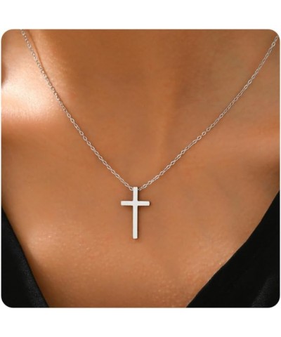 18K Gold Plated Sideways Cross Necklace for Women Stainless Steel Dainty Tiny Cross Pendant Necklace Minimalist Simple Jewelr...