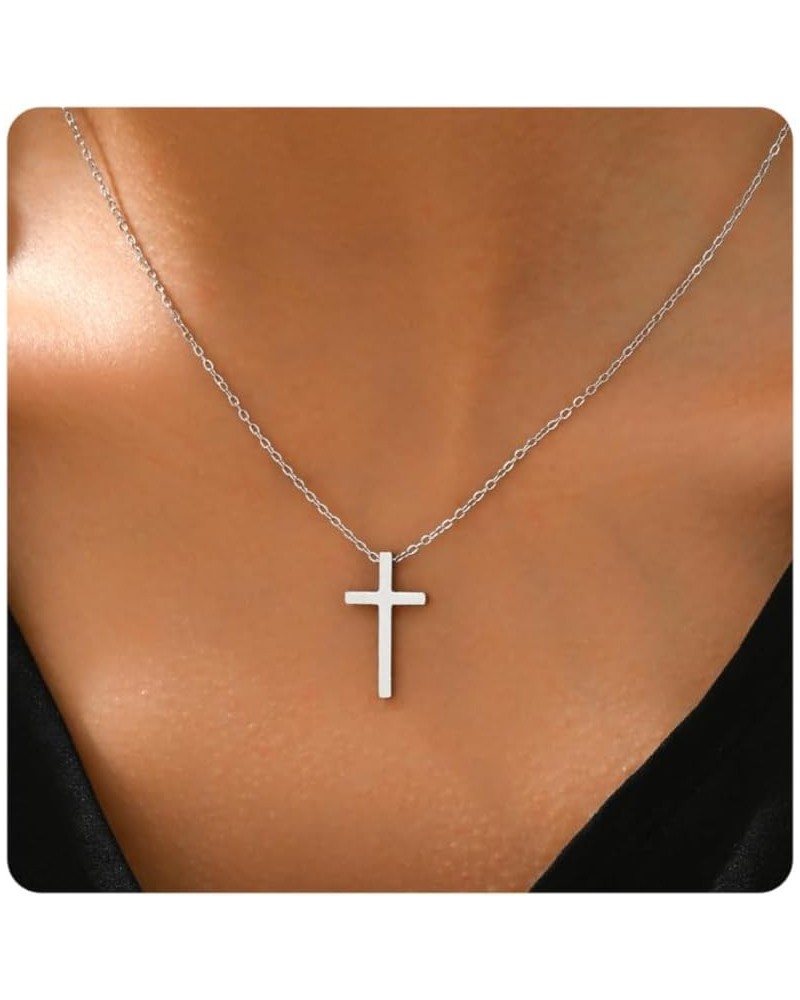 18K Gold Plated Sideways Cross Necklace for Women Stainless Steel Dainty Tiny Cross Pendant Necklace Minimalist Simple Jewelr...