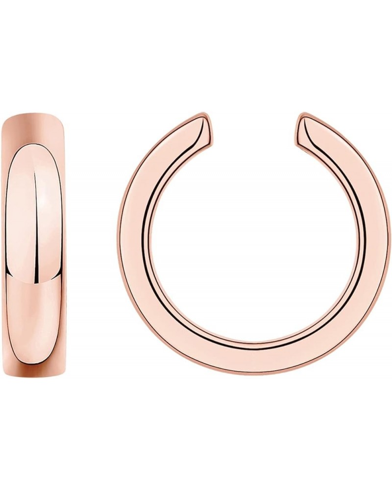 925 Sterling Silver 14K Gold Plated Round Huggie Ear Cuff Gold Earrings for Women | Clip On Cartilage Rose Gold Wide $11.09 E...