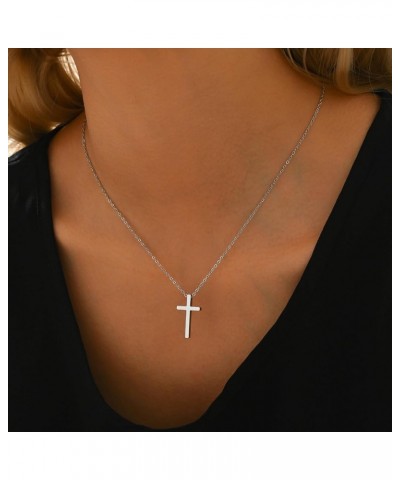 18K Gold Plated Sideways Cross Necklace for Women Stainless Steel Dainty Tiny Cross Pendant Necklace Minimalist Simple Jewelr...