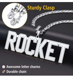 Men Personalized Name Necklace Nameplate Necklaces, 18/20/22/24/26/28/30" Length, 316L Stainless Steel/18K Gold Plated/Black-...