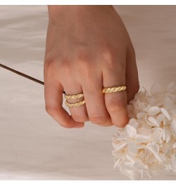 Stackable Rings for Women Girls, 14K Gold Plated Croissant Rings Set Non Tranish Braided Rings Dainty Fashion Jewelry Trendy ...