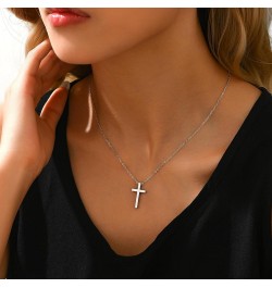 18K Gold Plated Sideways Cross Necklace for Women Stainless Steel Dainty Tiny Cross Pendant Necklace Minimalist Simple Jewelr...