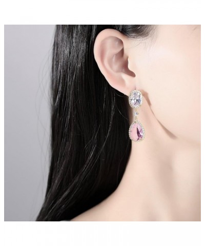 Teardrop Shaped Cubic Zirconia Dangle Drop Earrings for Women | Dainty Sparkly Clear Rhinestone Teardrop Dangling Drop Earrin...